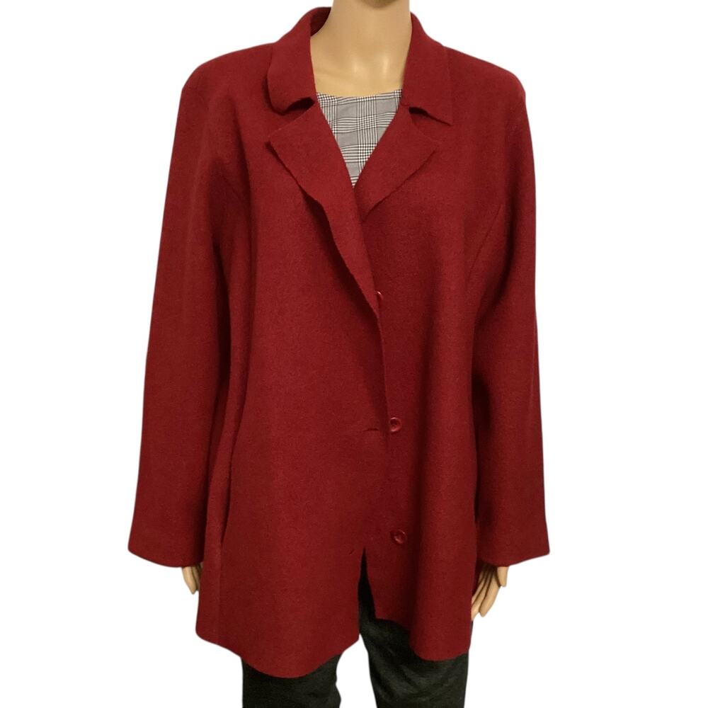 Liz Claiborne women’s red wool jacket coat size L red